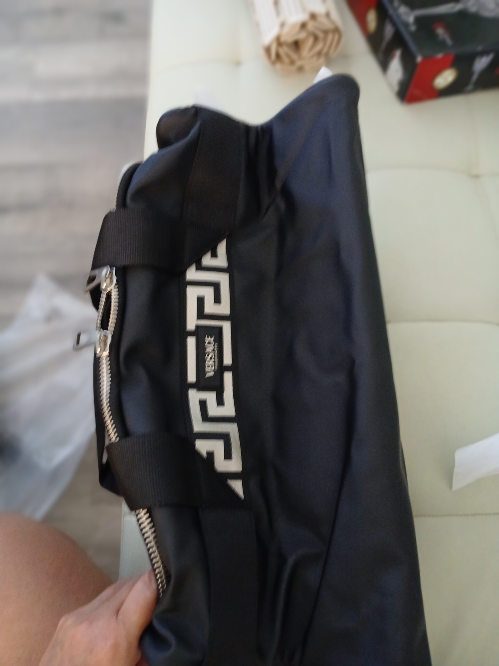 Versace Men’s Black Logo Travel Duffle Bag